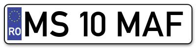 Placuta inmatriculare numar auto  MS-10-MAF, MS 10 MAF, MS10MAF