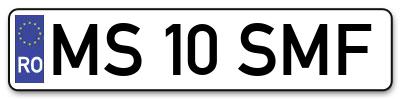 Placuta inmatriculare numar auto  MS-10-SMF, MS 10 SMF, MS10SMF