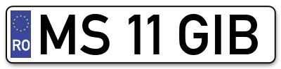 Placuta inmatriculare numar auto  MS-11-GIB, MS 11 GIB, MS11GIB