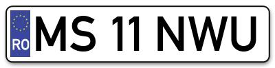 Placuta inmatriculare numar auto  MS-11-NWU, MS 11 NWU, MS11NWU
