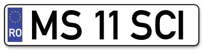 Placuta inmatriculare numar auto  MS-11-SCI, MS 11 SCI, MS11SCI