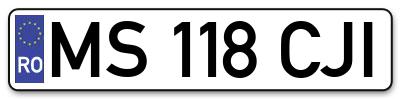 Placuta inmatriculare numar auto  MS-118-CJI, MS 118 CJI, MS118CJI