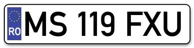 Placuta inmatriculare numar auto  MS-119-FXU, MS 119 FXU, MS119FXU
