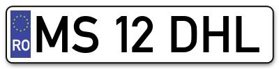 Placuta inmatriculare numar auto  MS-12-DHL, MS 12 DHL, MS12DHL