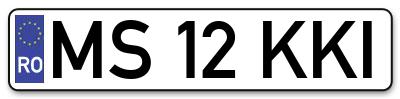 Placuta inmatriculare numar auto  MS-12-KKI, MS 12 KKI, MS12KKI