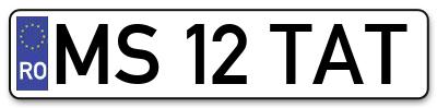 Placuta inmatriculare numar auto  MS-12-TAT, MS 12 TAT, MS12TAT