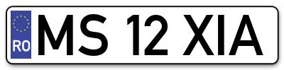 Placuta inmatriculare numar auto  MS-12-XIA, MS 12 XIA, MS12XIA