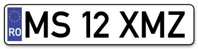Placuta inmatriculare numar auto  MS-12-XMZ, MS 12 XMZ, MS12XMZ