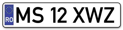 Placuta inmatriculare numar auto  MS-12-XWZ, MS 12 XWZ, MS12XWZ