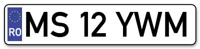 Placuta inmatriculare numar auto  MS-12-YWM, MS 12 YWM, MS12YWM