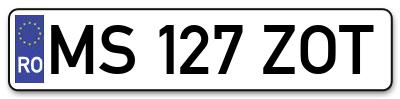 Placuta inmatriculare numar auto  MS-127-ZOT, MS 127 ZOT, MS127ZOT