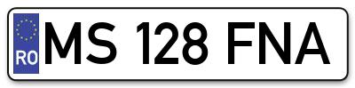 Placuta inmatriculare numar auto  MS-128-FNA, MS 128 FNA, MS128FNA
