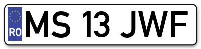 Placuta inmatriculare numar auto  MS-13-JWF, MS 13 JWF, MS13JWF