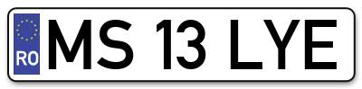 Placuta inmatriculare numar auto  MS-13-LYE, MS 13 LYE, MS13LYE