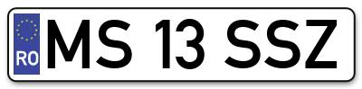 Placuta inmatriculare numar auto  MS-13-SSZ, MS 13 SSZ, MS13SSZ