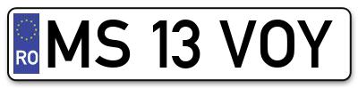 Placuta inmatriculare numar auto  MS-13-VOY, MS 13 VOY, MS13VOY