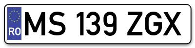 Placuta inmatriculare numar auto  MS-139-ZGX, MS 139 ZGX, MS139ZGX