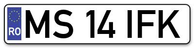 Placuta inmatriculare numar auto  MS-14-IFK, MS 14 IFK, MS14IFK