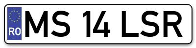 Placuta inmatriculare numar auto  MS-14-LSR, MS 14 LSR, MS14LSR