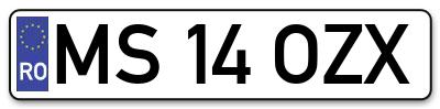 Placuta inmatriculare numar auto  MS-14-OZX, MS 14 OZX, MS14OZX