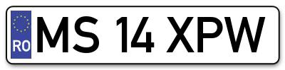 Placuta inmatriculare numar auto  MS-14-XPW, MS 14 XPW, MS14XPW