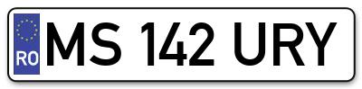 Placuta inmatriculare numar auto  MS-142-URY, MS 142 URY, MS142URY