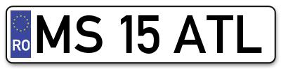 Placuta inmatriculare numar auto  MS-15-ATL, MS 15 ATL, MS15ATL