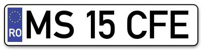 Placuta inmatriculare numar auto  MS-15-CFE, MS 15 CFE, MS15CFE