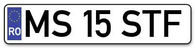Placuta inmatriculare numar auto  MS-15-STF, MS 15 STF, MS15STF