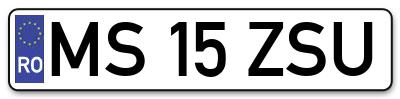 Placuta inmatriculare numar auto  MS-15-ZSU, MS 15 ZSU, MS15ZSU