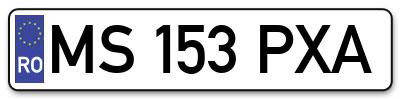 Placuta inmatriculare numar auto  MS-153-PXA, MS 153 PXA, MS153PXA