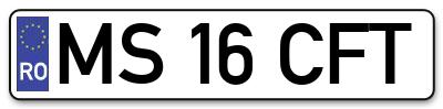 Placuta inmatriculare numar auto  MS-16-CFT, MS 16 CFT, MS16CFT
