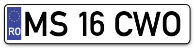 Placuta inmatriculare numar auto  MS-16-CWO, MS 16 CWO, MS16CWO