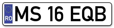 Placuta inmatriculare numar auto  MS-16-EQB, MS 16 EQB, MS16EQB