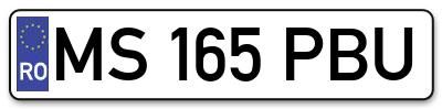 Placuta inmatriculare numar auto  MS-165-PBU, MS 165 PBU, MS165PBU