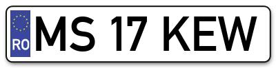 Placuta inmatriculare numar auto  MS-17-KEW, MS 17 KEW, MS17KEW