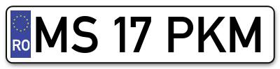 Placuta inmatriculare numar auto  MS-17-PKM, MS 17 PKM, MS17PKM