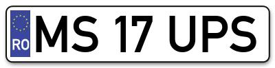 Placuta inmatriculare numar auto  MS-17-UPS, MS 17 UPS, MS17UPS