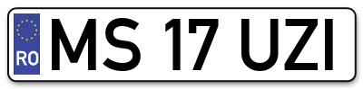 Placuta inmatriculare numar auto  MS-17-UZI, MS 17 UZI, MS17UZI
