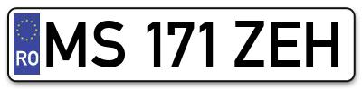 Placuta inmatriculare numar auto  MS-171-ZEH, MS 171 ZEH, MS171ZEH