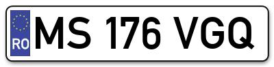 Placuta inmatriculare numar auto  MS-176-VGQ, MS 176 VGQ, MS176VGQ