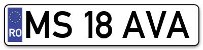 Placuta inmatriculare numar auto  MS-18-AVA, MS 18 AVA, MS18AVA
