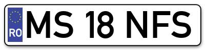 Placuta inmatriculare numar auto  MS-18-NFS, MS 18 NFS, MS18NFS