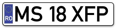 Placuta inmatriculare numar auto  MS-18-XFP, MS 18 XFP, MS18XFP