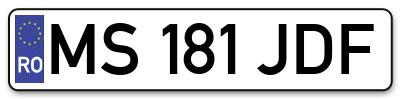 Placuta inmatriculare numar auto  MS-181-JDF, MS 181 JDF, MS181JDF