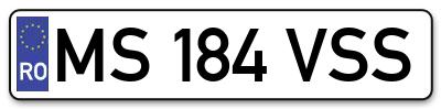 Placuta inmatriculare numar auto  MS-184-VSS, MS 184 VSS, MS184VSS