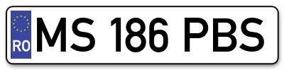 Placuta inmatriculare numar auto  MS-186-PBS, MS 186 PBS, MS186PBS