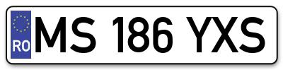 Placuta inmatriculare numar auto  MS-186-YXS, MS 186 YXS, MS186YXS