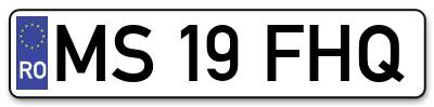 Placuta inmatriculare numar auto  MS-19-FHQ, MS 19 FHQ, MS19FHQ
