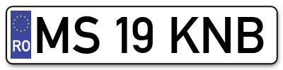 Placuta inmatriculare numar auto  MS-19-KNB, MS 19 KNB, MS19KNB
